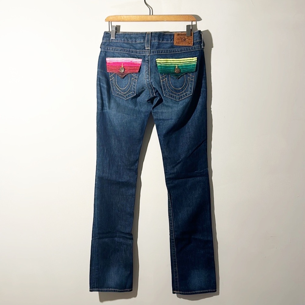TRUE RELIGION Billy Baha Mexican Blanket Pocket flap jeans women size 26